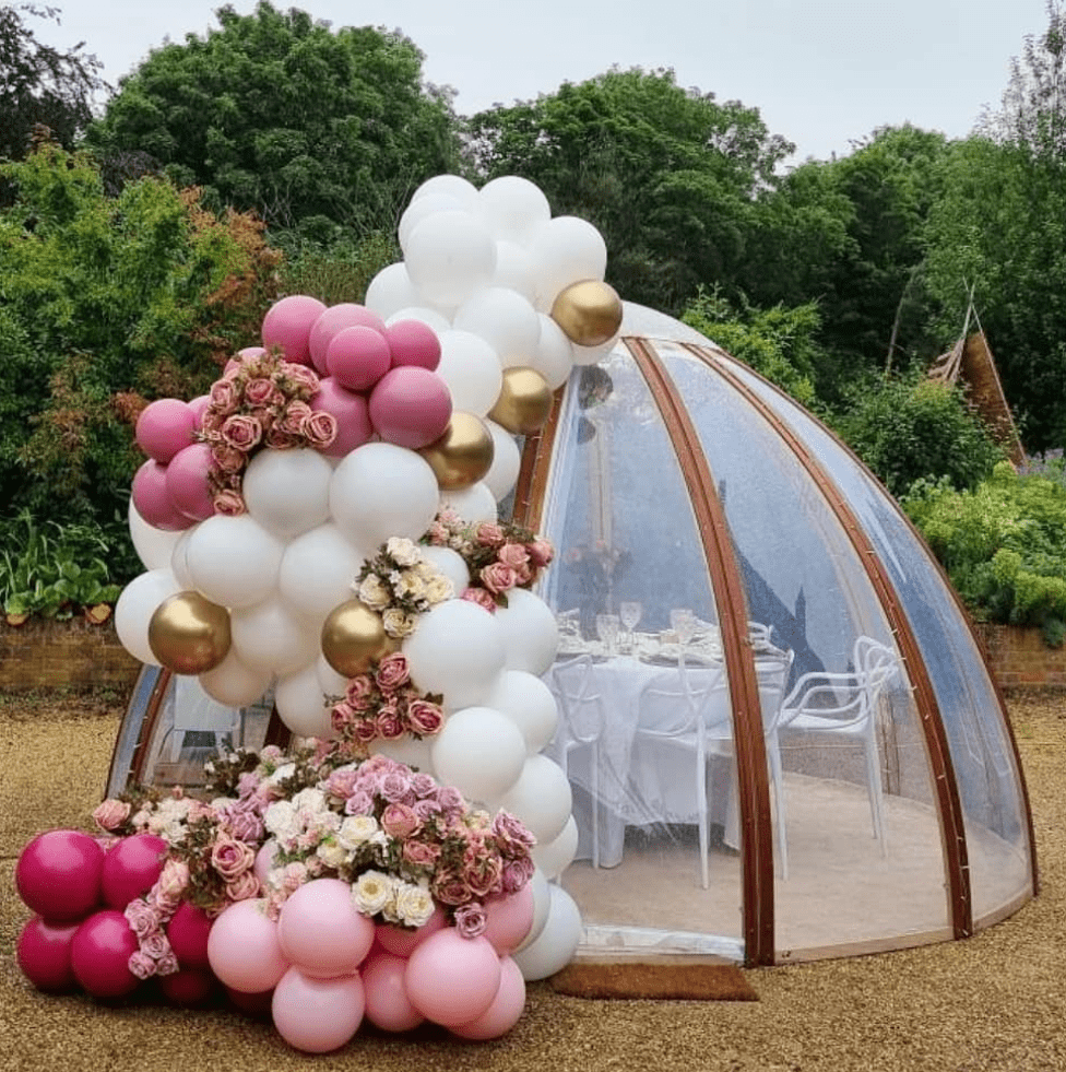 Balloons decorated around dome in Essex